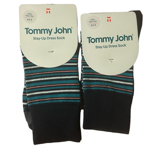 Tommy John 2 Pairs Of Kids Stay Up Dress Socks Hugh Stripe Pagoda Blue